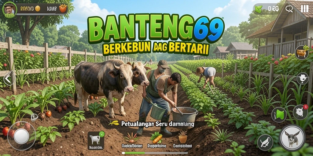 Tampilan gameplay BANTENG69 yang menggembirakan saat berkebun.