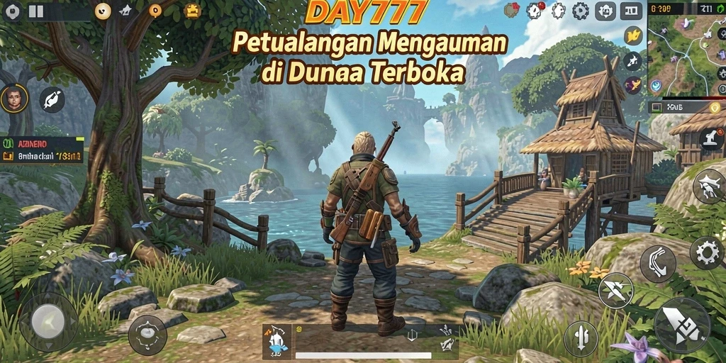 Gameplay DAY777 menampilkan petualangan seru di dunia terbuka.
