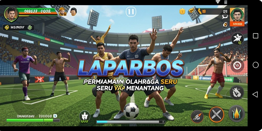 Tampilan gameplay LAPARBOS dengan aksi seru olahraga.
