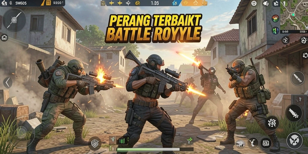 Tampilan seru gameplay SM605 dalam pertempuran Battle Royale.