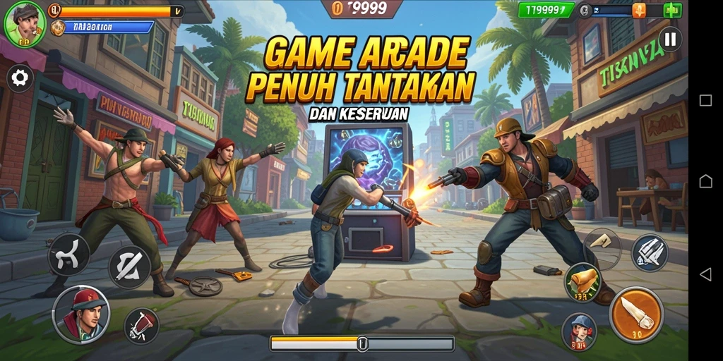 Tangkapan layar menunjukkan gameplay seru dan grafis menarik dari T9999.
