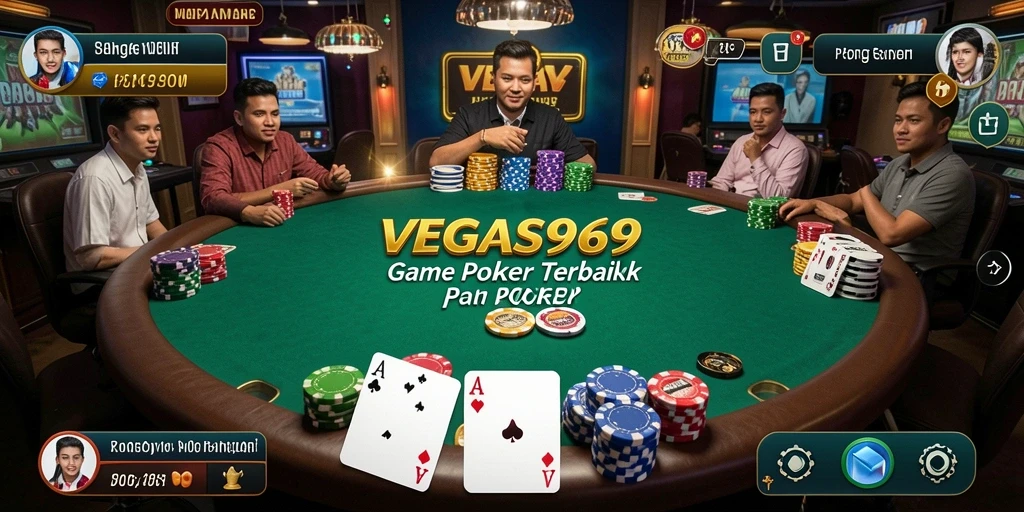 Tampilan gameplay Poker yang seru dan menantang di VEGAS969.